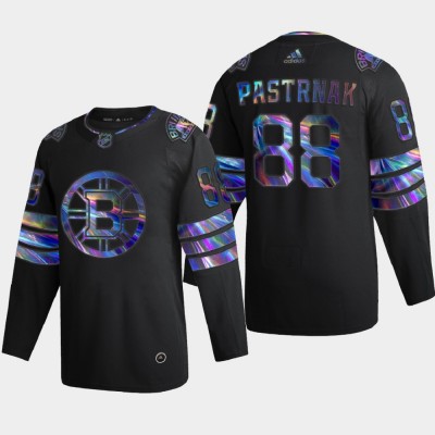 Washington Boston Bruins #88 David Pastrnak Men's Nike Iridescent Holographic Collection NHL Jersey - Black Men's